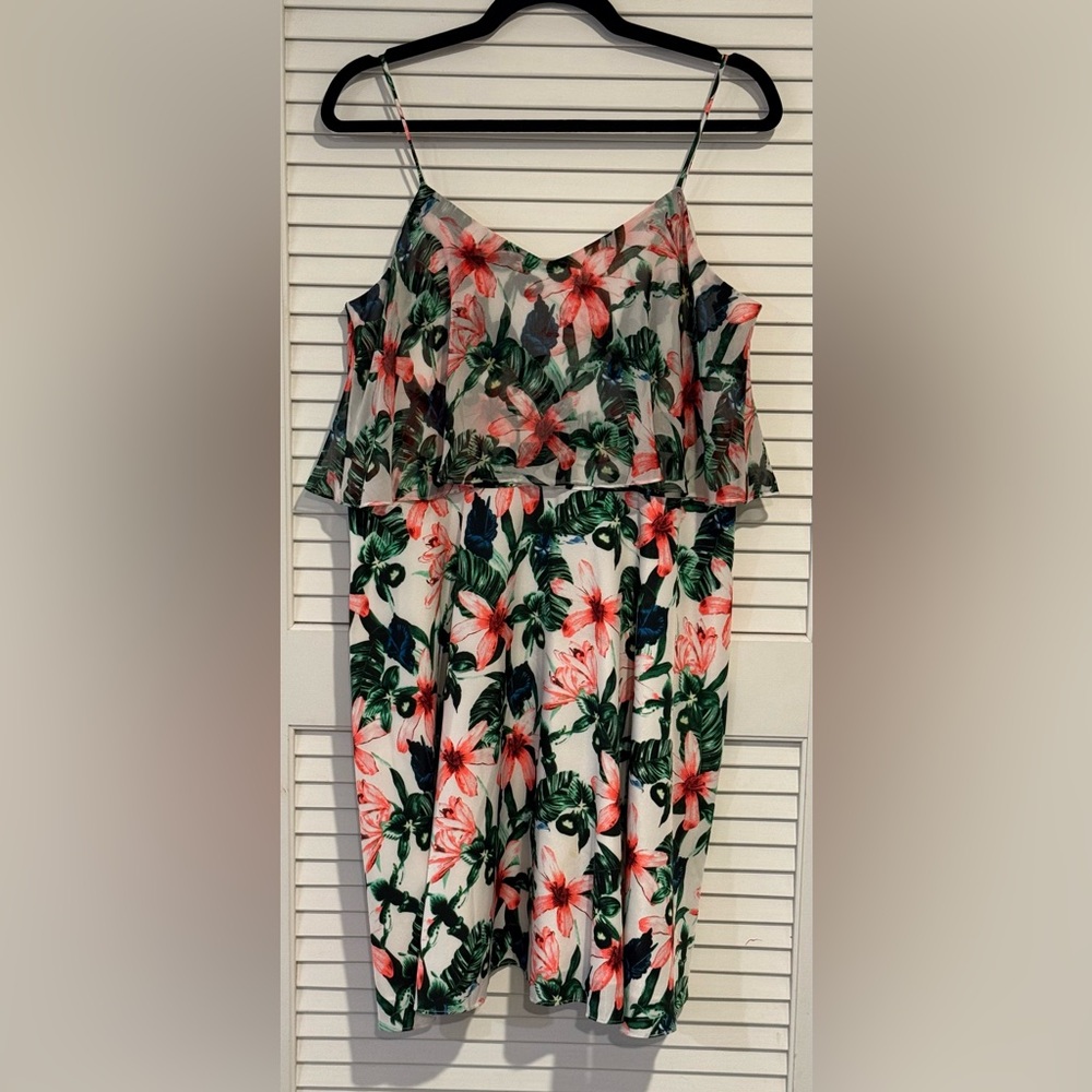 Floral Layered Dress with Tropical Print